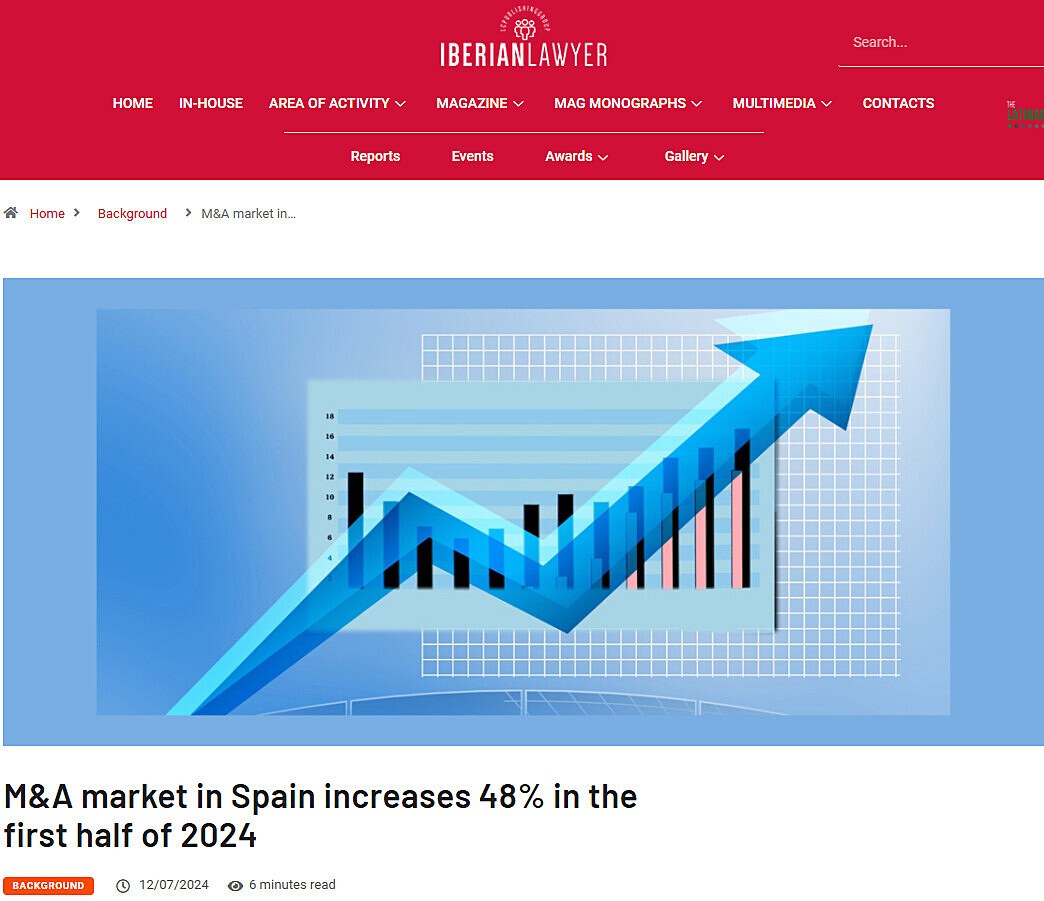 M&A market in Spain increases 48% in the first half of 2024